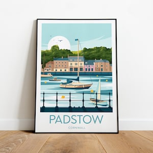Impression de voyage Padstow - Cornouailles, impression Cornouailles, affiche Padstow, cadeau de mariage, cadeau d'anniversaire, texte personnalisé, cadeau personnalisé