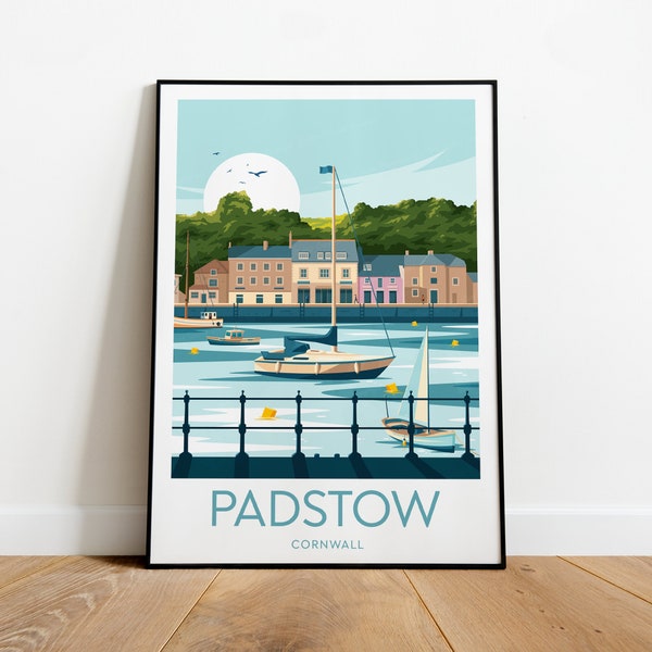 Padstow travel print - Cornwall, Cornwall print, Padstow poster, Wedding gift, Birthday present, Custom Text, Personalised Gift