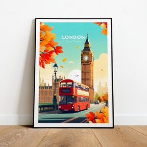 London traditional travel print - United Kingdom, London poster, Big Ben print, Wedding gift, Birthday present