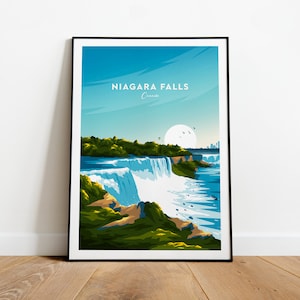 Niagara Falls traditional travel print - Canada, Niagara Falls poster, Wedding gift, Birthday present, Custom Text, Personalised Gift