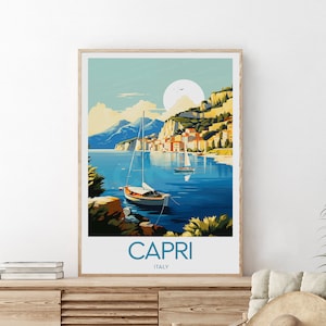 Capri travel print - Italy, Capri poster, Capri painting, Capri artwork, Wedding gift, Birthday present, Custom Text, Personalised Gift