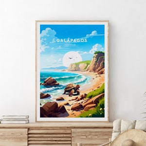 Galapagos Islands traditional travel print, Ecuador print, Ecuador poster, Galapagos poster, Wedding gift, Custom Text, Personalised Gift