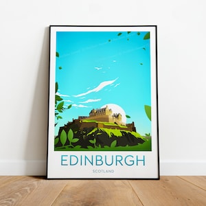 Edinburgh travel print - Scotland, Edinburgh poster, Edinburgh castle. Wedding gift, Birthday present, Custom Text, Personalised Gift