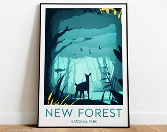 New Forest reisprint - Nationaal Park, The New Forest poster, huwelijkscadeau, aangepaste tekst, gepersonaliseerd cadeau