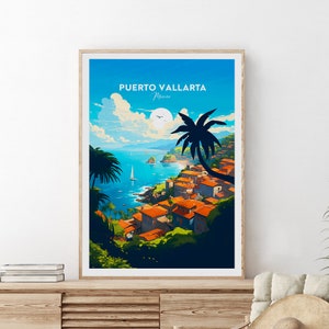Puerto Vallarta traditional travel print - Mexico, Puerto Vallarta poster, Puerto Vallarta poster, Wedding gift, Birthday present