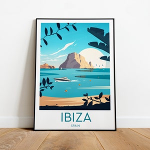 Ibiza travel print - Spain, Custom Text, Personalised Gift