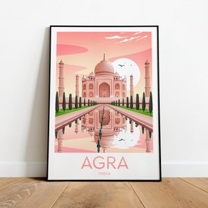 Agra travel print - India - Taj Mahal, Custom Text, Personalised Gift