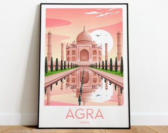 Agra travel print - India - Taj Mahal, Custom Text, Personalised Gift