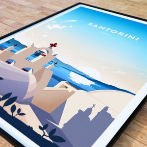 Santorini traditional travel print Greece, Custom Text, Personalised Gift image 2