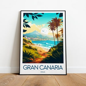 Stampa di viaggio Gran Canaria - Spagna, stampa Gran Canaria, poster Gran Canaria, regalo di nozze, regalo di compleanno, testo personalizzato, regalo personalizzato