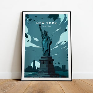 New York City traditional travel print - United States, Custom Text, Personalised Gift