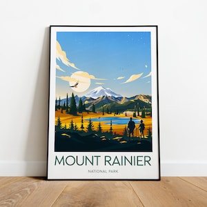 Stampa di viaggio Mount Rainier - Parco Nazionale, stampa Mount Rainier, poster Mount Rainier, regalo di compleanno, regalo di nozze