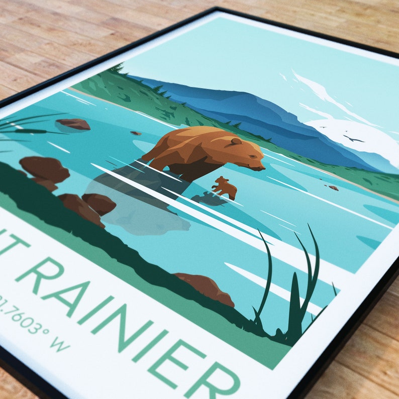 National Park Mount Rainier travel print