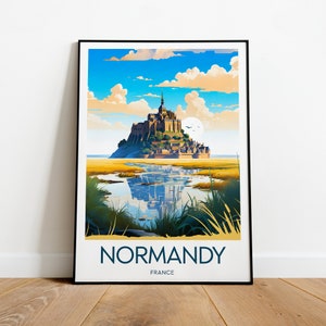 Normandie Reisedruck - Frankreich, Normandie Plakat, Normandie Kunstwerk, Geburtstagsgeschenk, Hochzeitsgeschenk, Benutzerdefinierter Text, personalisiertes Geschenk
