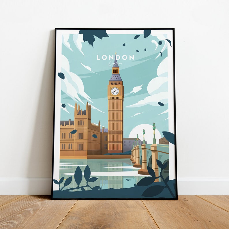 Three-dimensional London traditional travel print England, London poster, Big Ben print, Wedding gift, Birthday present image 1