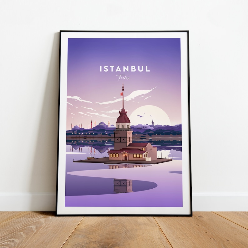 Istanbul traditional travel print Turkey, Custom Text, Personalised Gift image 1