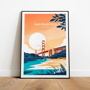 San Francisco traditional travel print - Golden Gate Bridge, San Francisco print, USA poster, Wedding gift, Custom Text, Personalised Gift