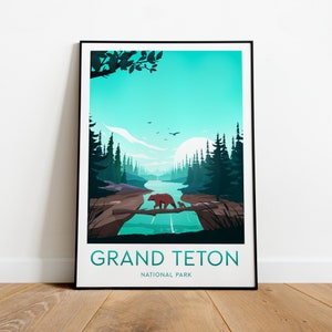 Grand Teton travel print - National Park, Grand Teton poster, Wall art, Birthday present, Wedding gift, Christmas gift
