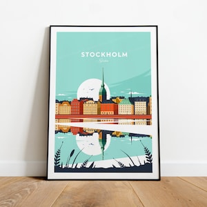 Stockholm traditional travel print - Sweden, Custom Text, Personalised Gift