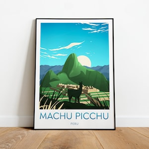 Machu Picchu travel print - Peru, Machu Picchu poster, Travel art, Wedding gift, Custom Text, Personalised Gift
