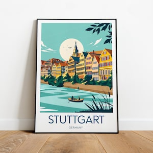 Stuttgart travel print - Germany, Stuttgart artwork, Germany print, Wedding gift, Birthday present, Custom Text, Personalised Gift