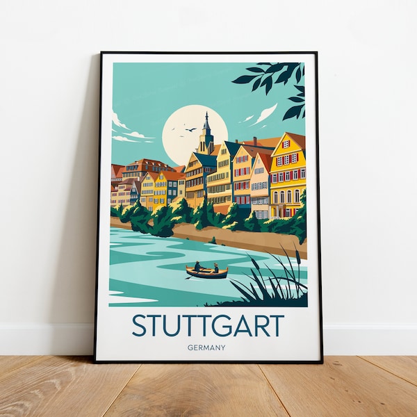 Stuttgart travel print - Germany, Stuttgart artwork, Germany print, Wedding gift, Birthday present, Custom Text, Personalised Gift
