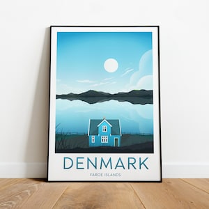 Denmark travel print - Faroe islands, Denmark print, Denmark poster, Wedding gift, Birthday present, Custom Text, Personalised Gift