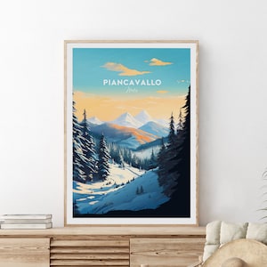 Piancavallo traditional ski print - Italy, Piancavallo poster, Ski poster, Ski resort print, Piancavallo ski, Wedding gift, Birthday present