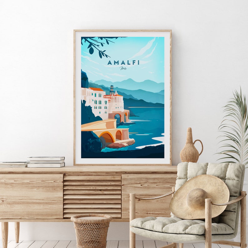 Amalfi Coast Traditional Travel Print Italy Amalfi Print - Etsy