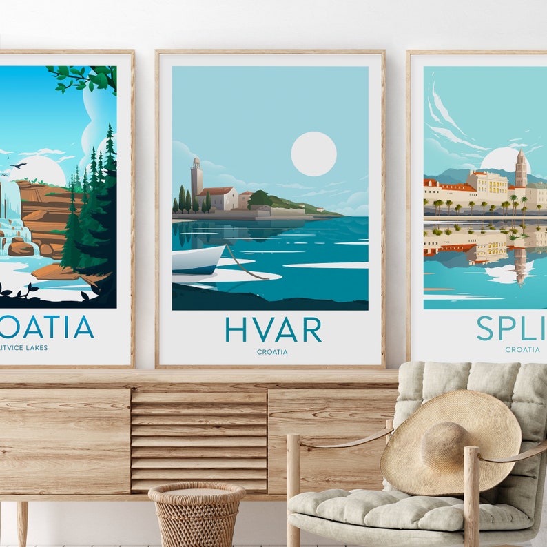 Hvar travel print Croatia, Hvar poster, Hvar print, Croatia poster, Wedding gift, Birthday Present, Custom Text, Personalised Gift image 3