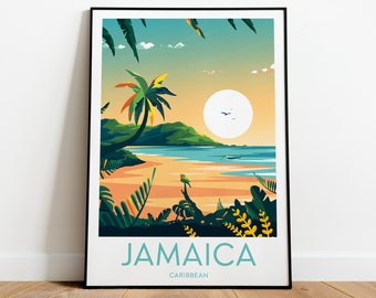 Impression de voyage en Jamaïque - Caraïbes, affiche de la Jamaïque, texte personnalisé, cadeau personnalisé