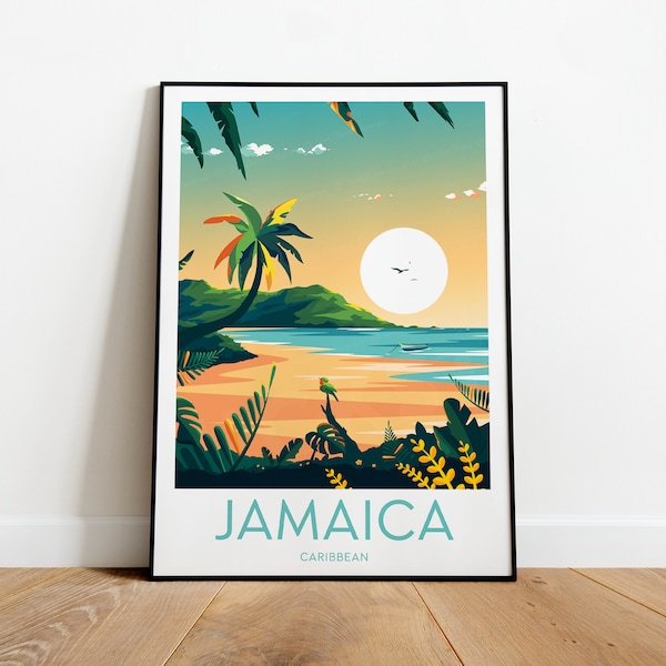 Jamaica travel print - Caribbean, Jamaica Poster, Custom Text, Personalised Gift