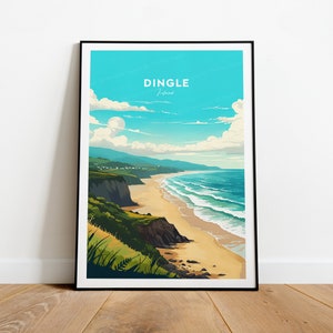 Dingle traditional travel print - Ireland, Dingle poster, Wedding gift, Birthday present, Custom Text, Personalised Gift