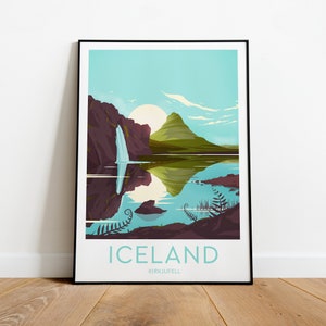 Iceland travel print - Kirkjufell Mountain. Iceland print, Reykjavik poster, wedding gift, birthday present, Custom Text, Personalised Gift