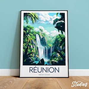 Réunion Island travel print - Indian Ocean, Piton de la Fournaise poster, Volcano  artwork,Piton des Neiges artwork, Reunion Island poster