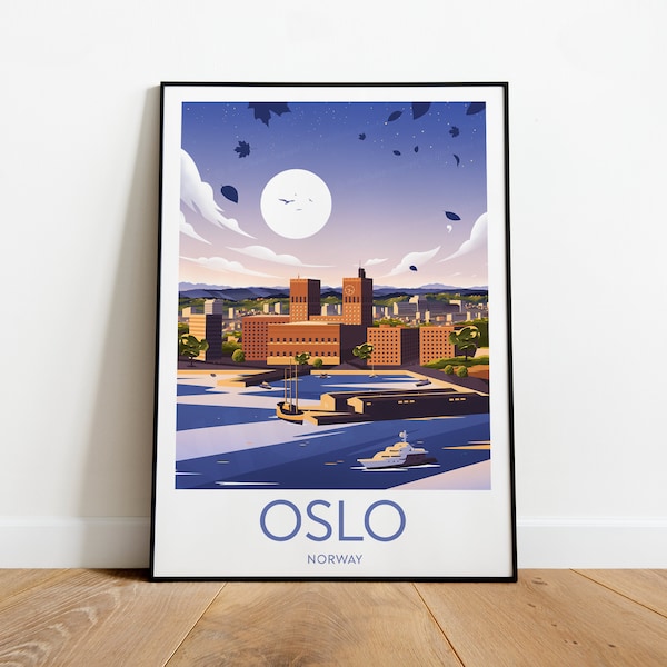 Oslo travel print - Norway, Oslo poster, Oslo print, Norway poster, Birthday present, Wedding Gift, Custom Text, Personalised Gift