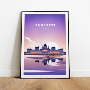 Budapest traditional travel print - Hungary, Custom Text, Personalised Gift