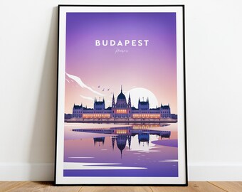 Budapest traditional travel print - Hungary, Custom Text, Personalised Gift
