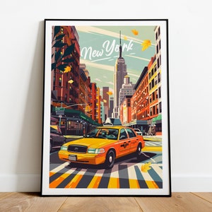 New York City traditional travel print - United States, New York Poster, Empire State, Wedding gift, Custom Text, Personalised Gift