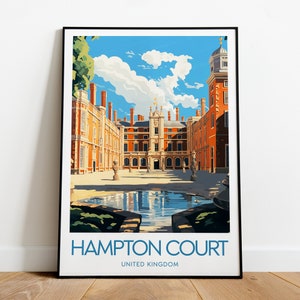 Hampton Court Reise Poster - Großbritannien, Hampton Court Palace Poster, England Poster, Geburtstagsgeschenk, Hochzeitsgeschenk, Benutzerdefinierter Text, personalisiertes Geschenk