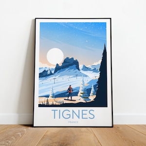 Tignes travel print - France, Tignes poster, Ski poster, Ski resort print, Tignes ski, Wedding gift, Birthday present