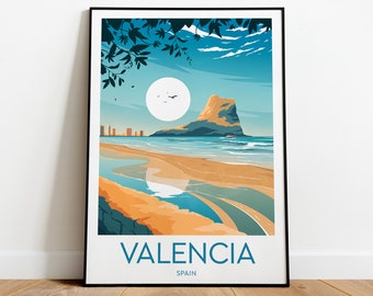 Valencia travel print - Spain, Valencia poster, Valencia artwork, Wedding gift, Birthday present, Custom Text, Personalised Gift