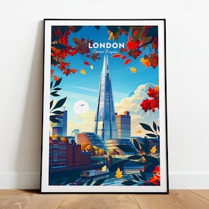 London Reise - Großbritannien, London Poster, London Druck, England Druck, The Shard Poster, Shard Print, Hochzeitsgeschenk, Geburtstagsgeschenk