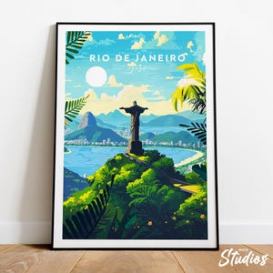Rio de Janeiro traditional travel print - Brazil, Rio print, Rio poster, Rio illustration, Brazil poster, Birthday present, travel gift