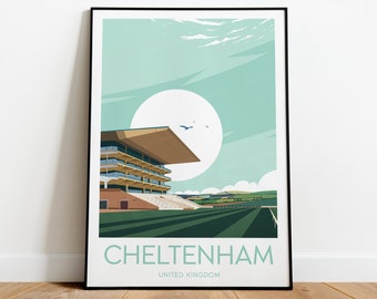 Cheltenham Racecourse print - United Kingdom, Custom Text, Personalised Gift