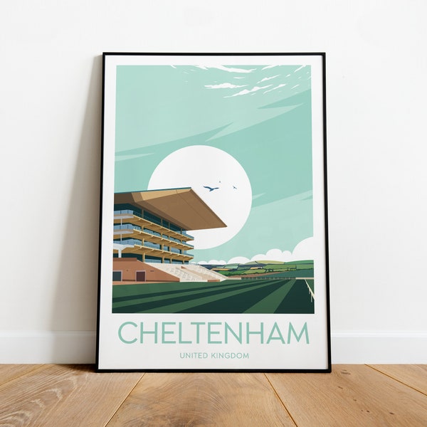 Cheltenham Racecourse print - United Kingdom, Custom Text, Personalised Gift