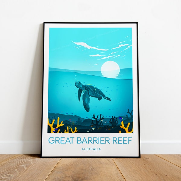 Great Barrier Reef travel print - Australia, Great Barrier Reef poster, Cairns print, Australia travel poster, wedding gift