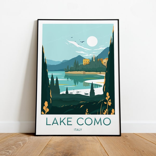 Lake Como travel print - Italy, Lake Como print, Lake Como poster, Italy print, Wedding gift, Custom Text, Personalised Gift