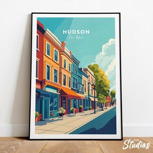 Hudson traditional travel print - New York, Hudson Columbia County Illustration, Hudson print,Hudson poster, Hudson art, Wedding gift