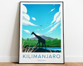 Kilimanjaro Reisedruck - Tansania, Tansania Druck, Kilimanjaro Poster, Hochzeitsgeschenk, Geburtstagsgeschenk, individueller Text, personalisiertes Geschenk